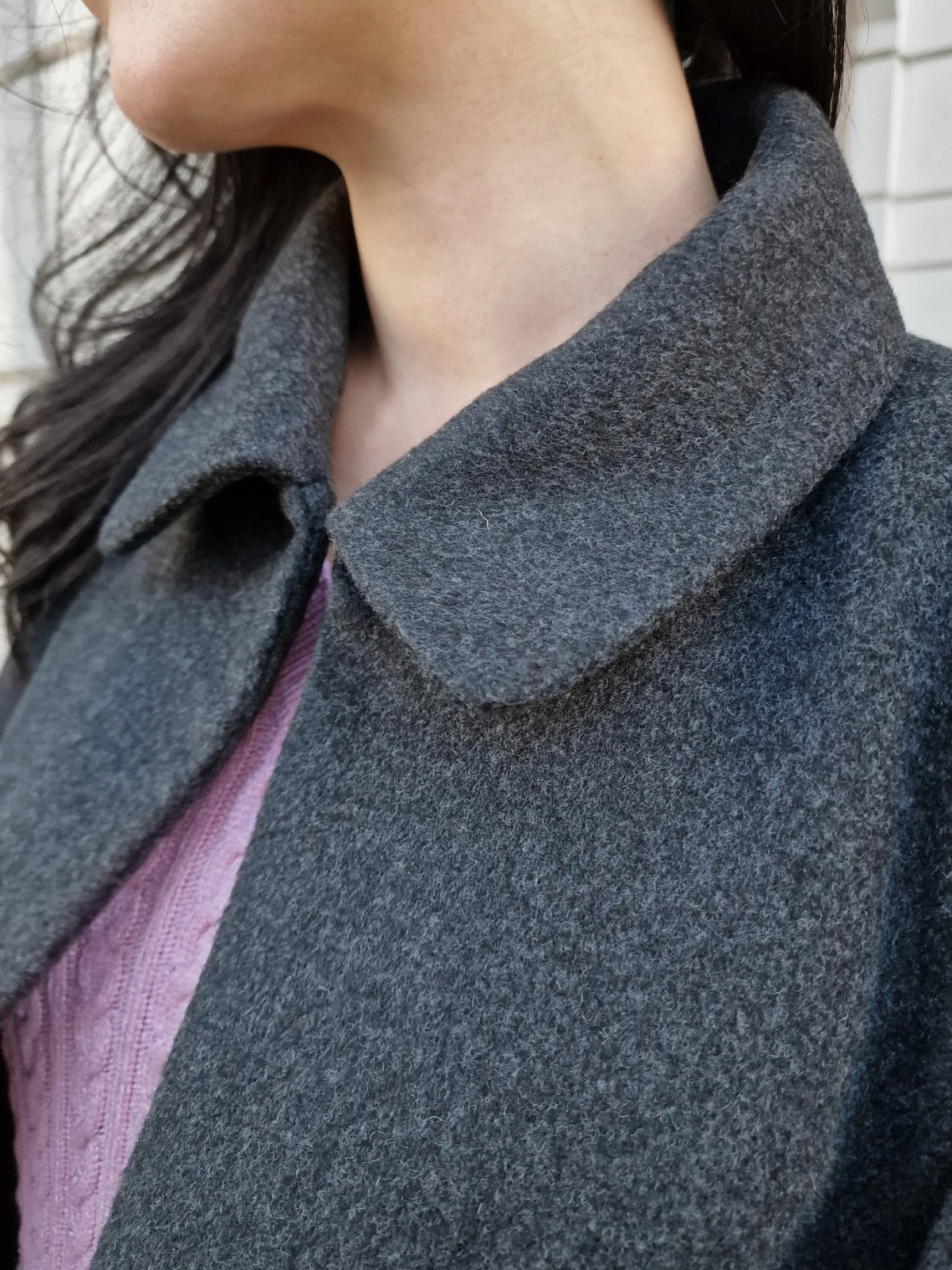 Wollcape mit Kragen - Anthrazit