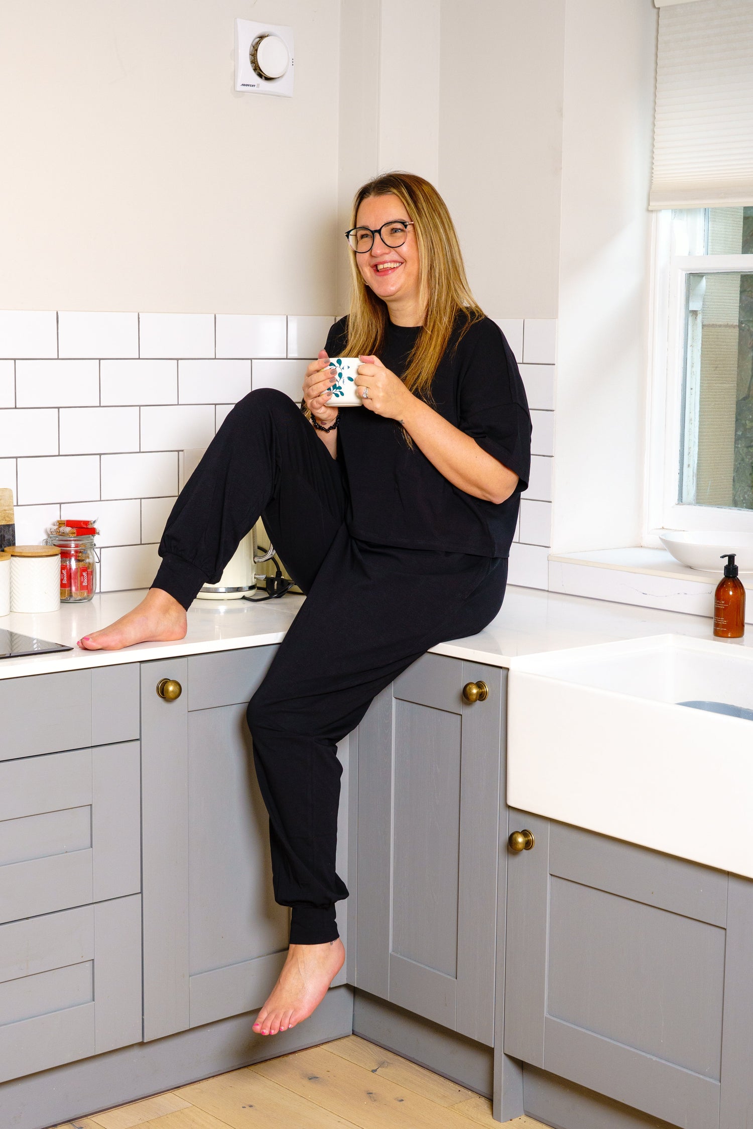 Bio-Baumwoll-Pyjamahose – Uni Schwarz