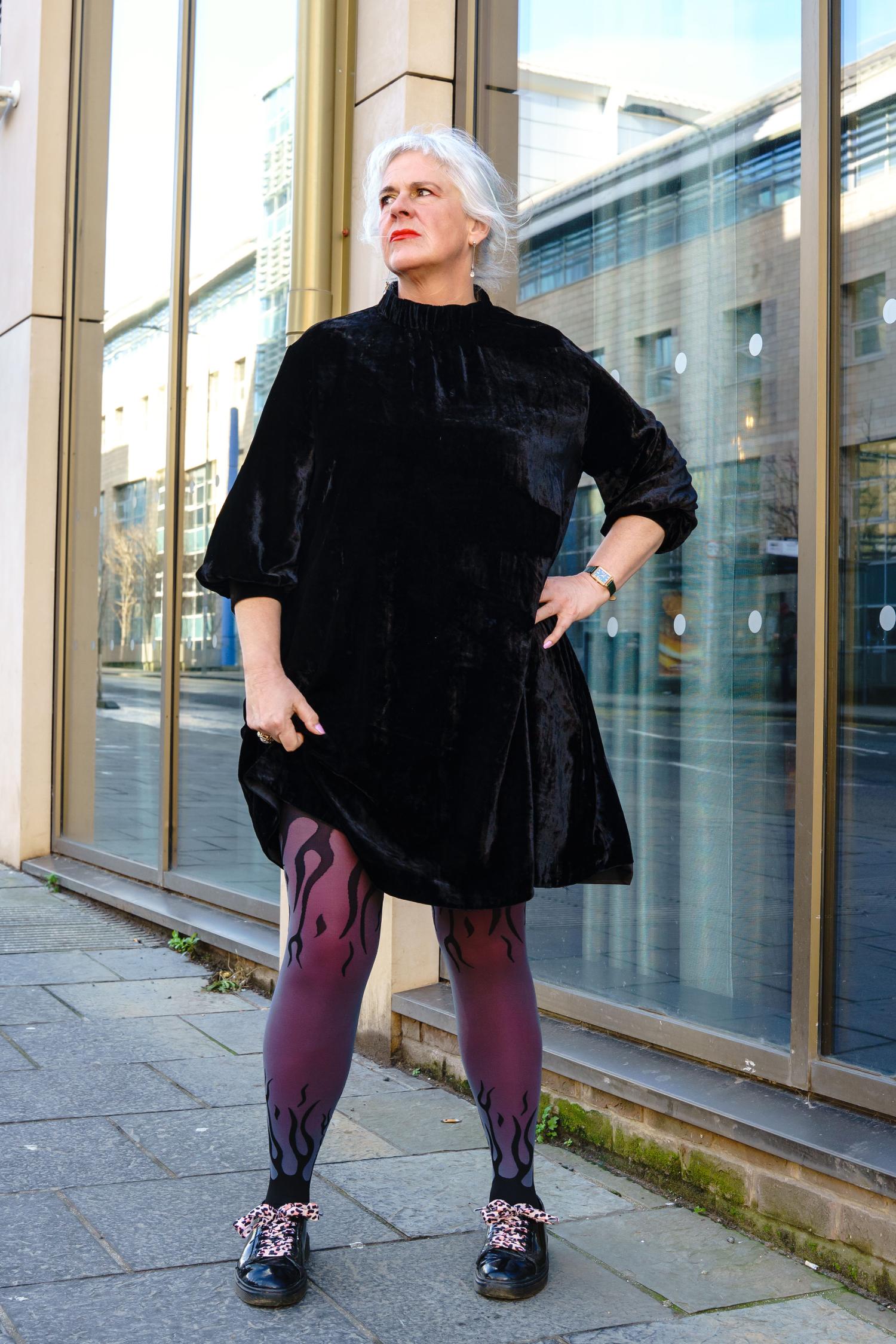 Flames Mixed-Denier Strumpfhose - Grau & Schwarz