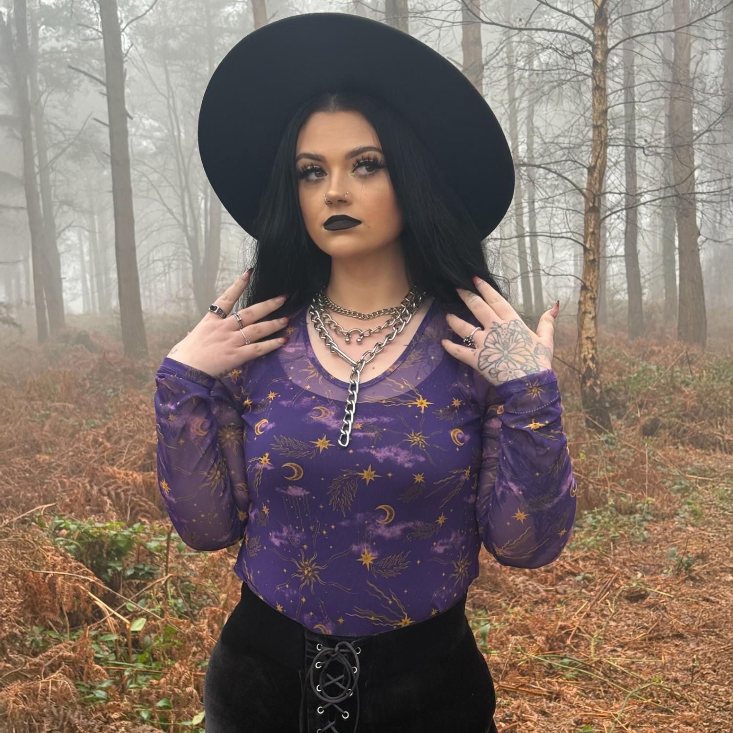 Celestial Mesh Top - Lila / Gold