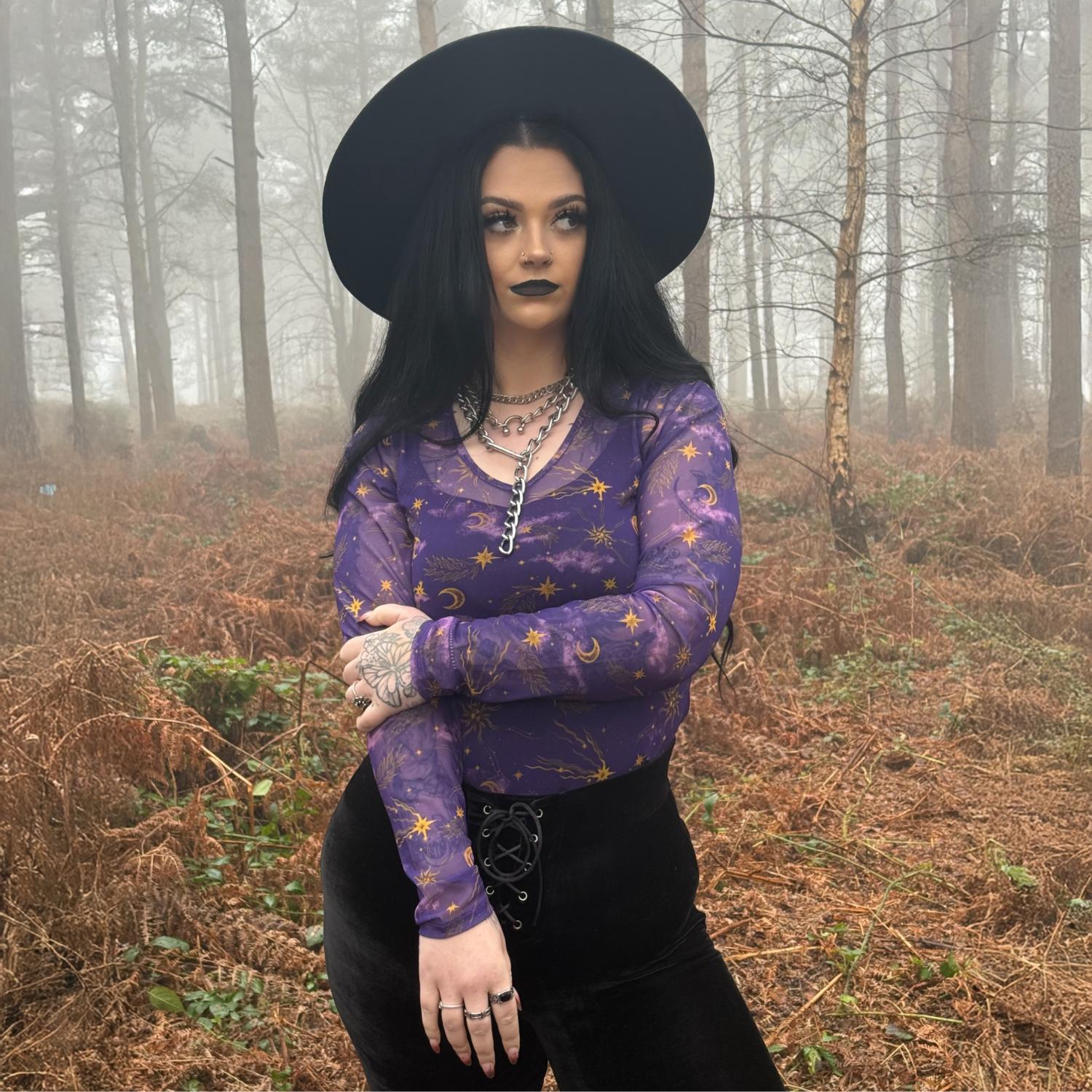 Celestial Mesh Top - Lila / Gold