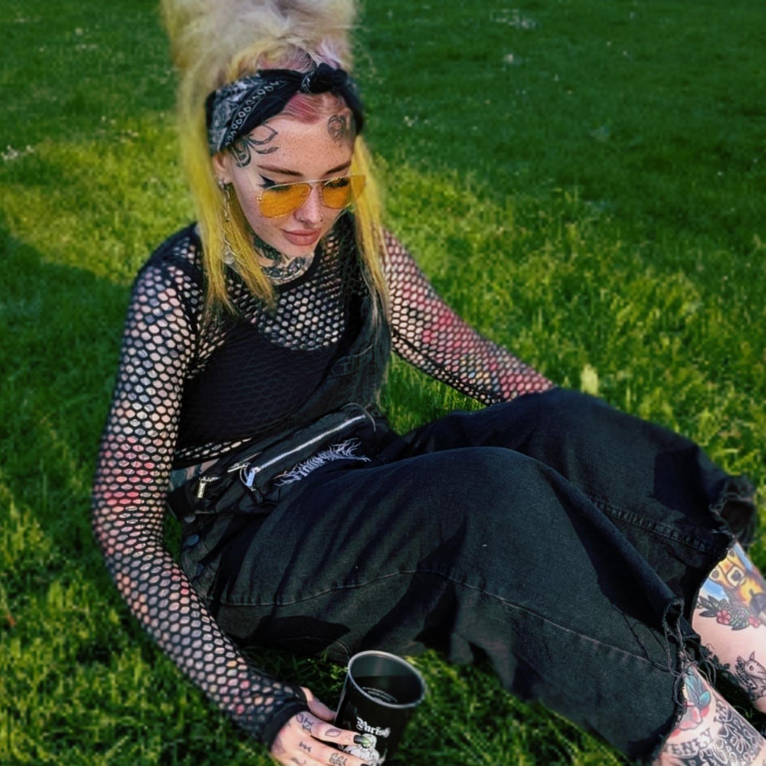 Alanis Full Netz-Top - Schwarz
