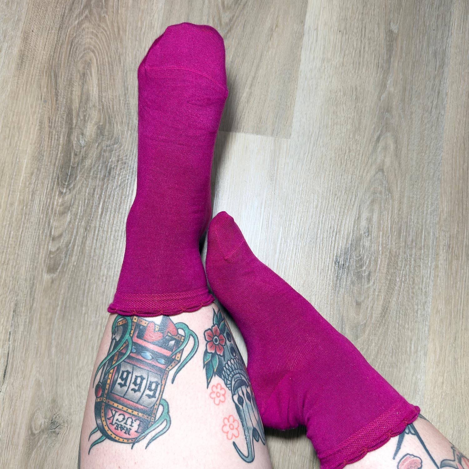 Bambus-Kurzsocke - Hibiscus