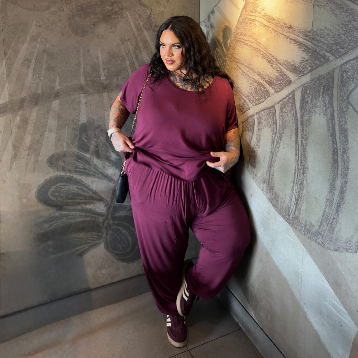 Bambus Lounge-Joggers - Cherry