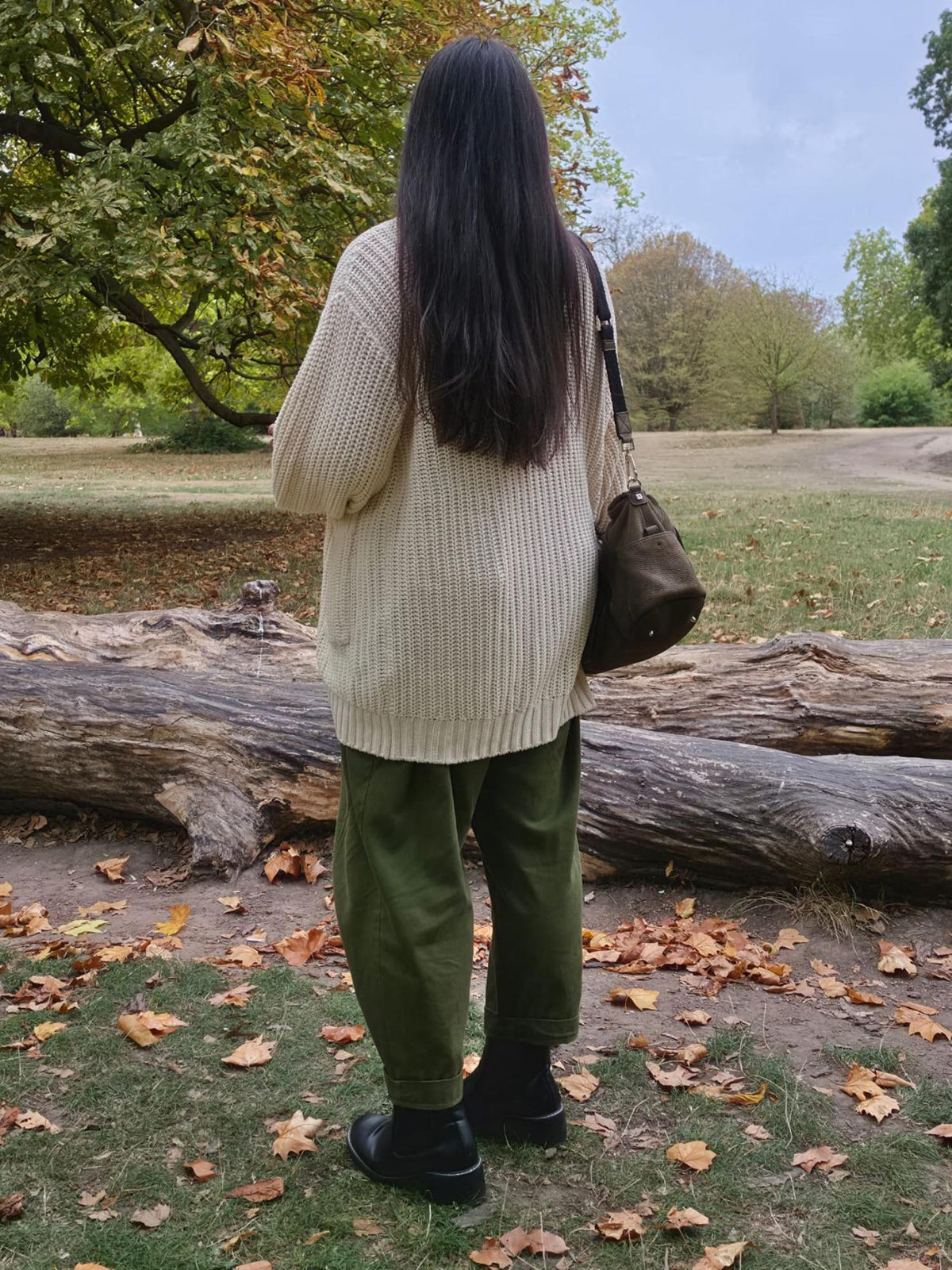 Chunky Baumwoll-Strickjacke – Creme
