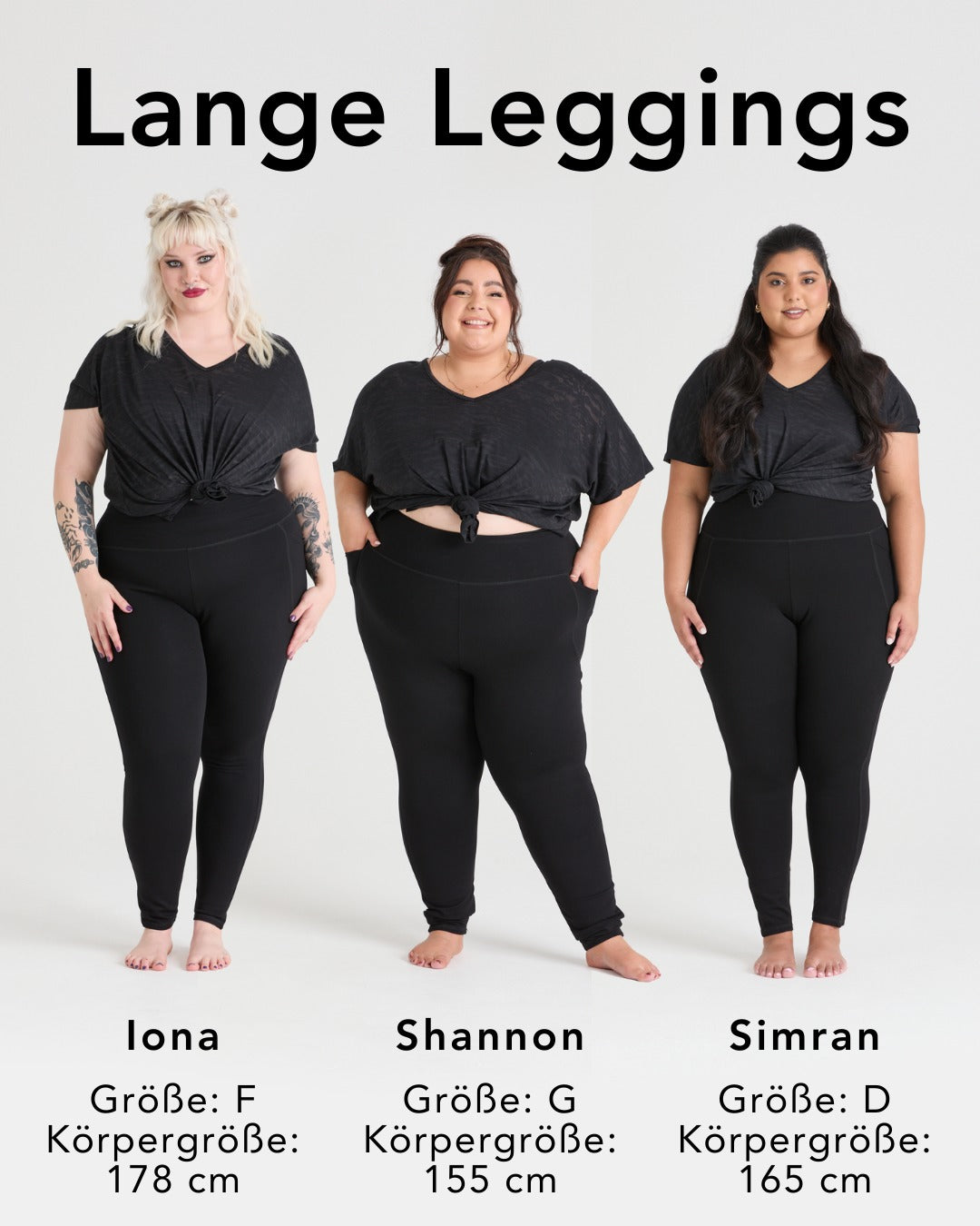Lange squat-feste Leggings - Schwarz (V2)