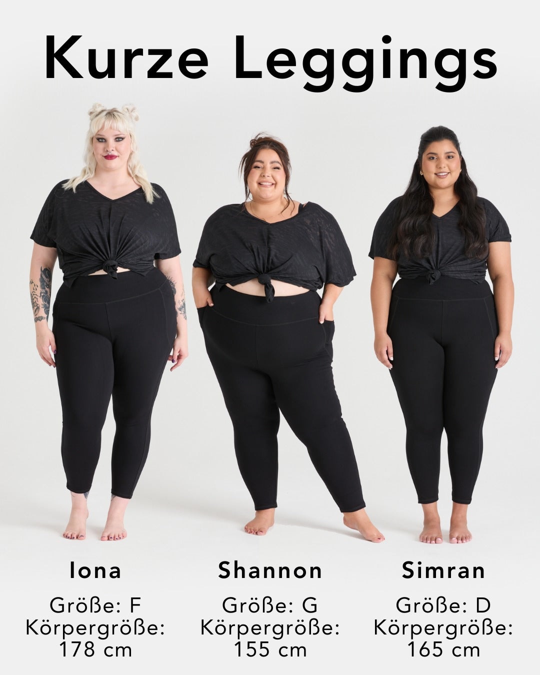 Kurze squat-feste Leggings - Schwarz (V2)