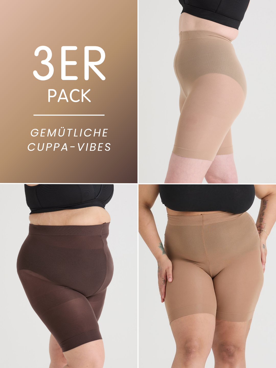 3er-Pack Gemütliche Cuppa-Vibes Bundle – Stay Cool Chub Rub Shorts
